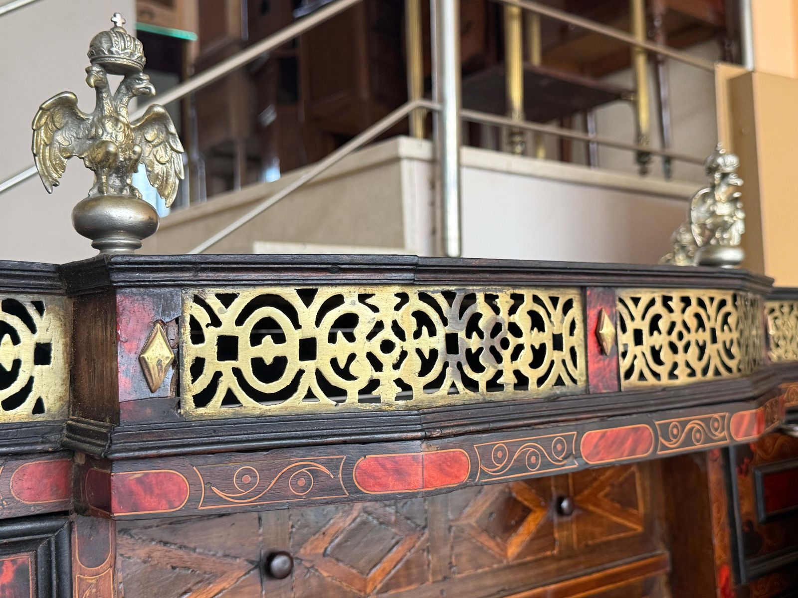 Italian Baroque Style Architectural Cabinet On Ebonized Barley Twist Stand photo buy