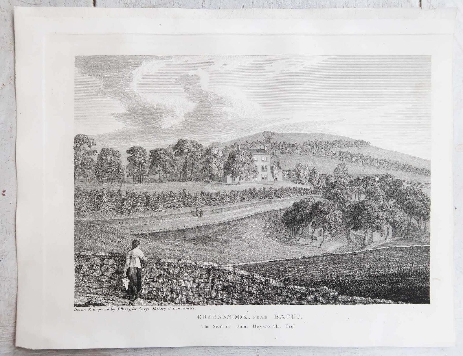 Set van 6 antieke prenten van Engelse landhuizen en tuinen, ca. 1790 photo buy