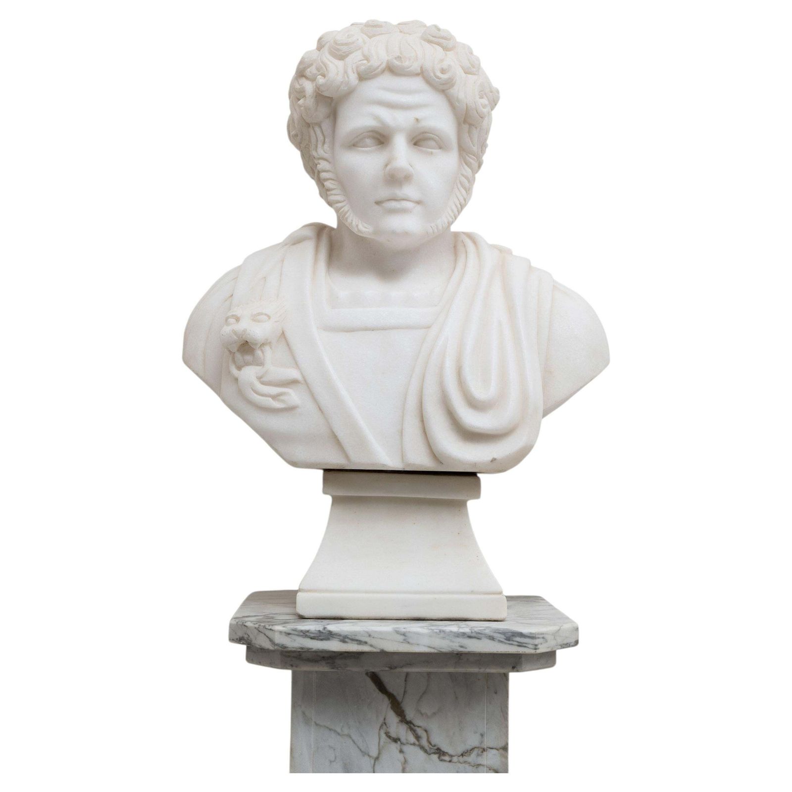 Buste en marbre blanc d'un empereur romain, XXe siècle