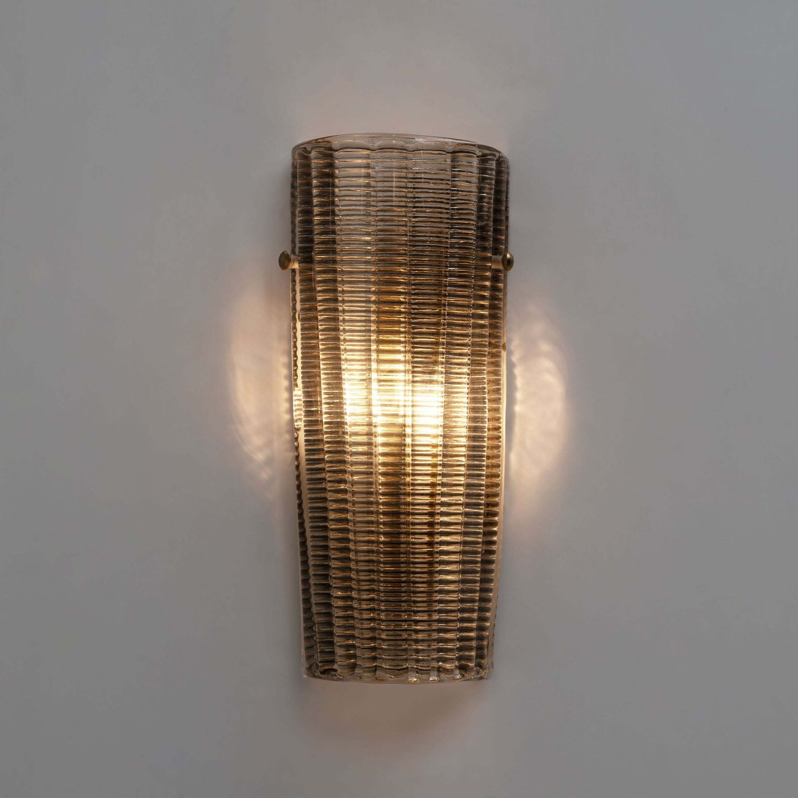 Pair Of Murano Glass Wall Sconces In Smoked Glass And Brass, Italy photo Lighting