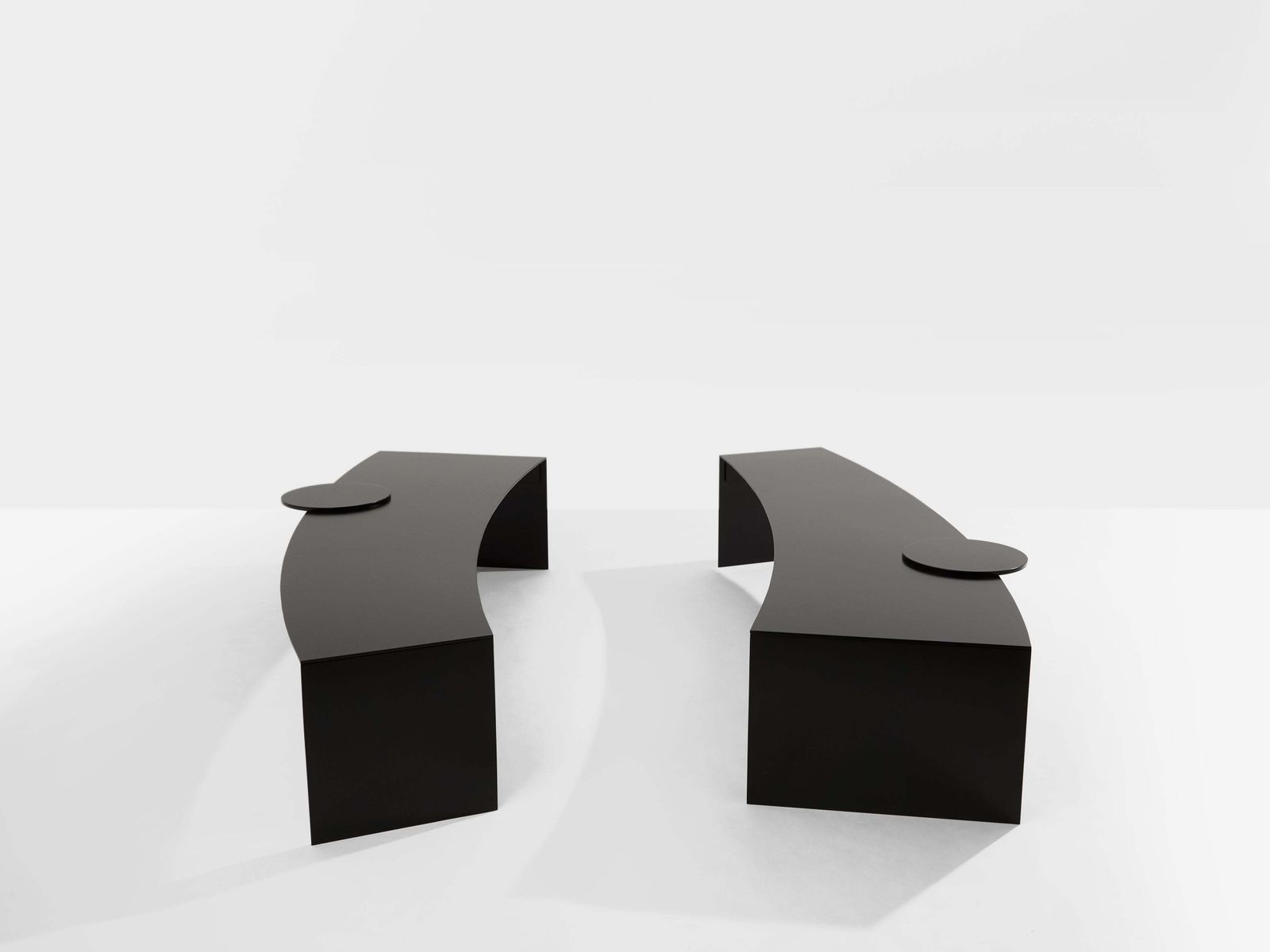 Gilles Derain Pair Of Metal Coffee Tables Lumen Edition 1986 photo for sale