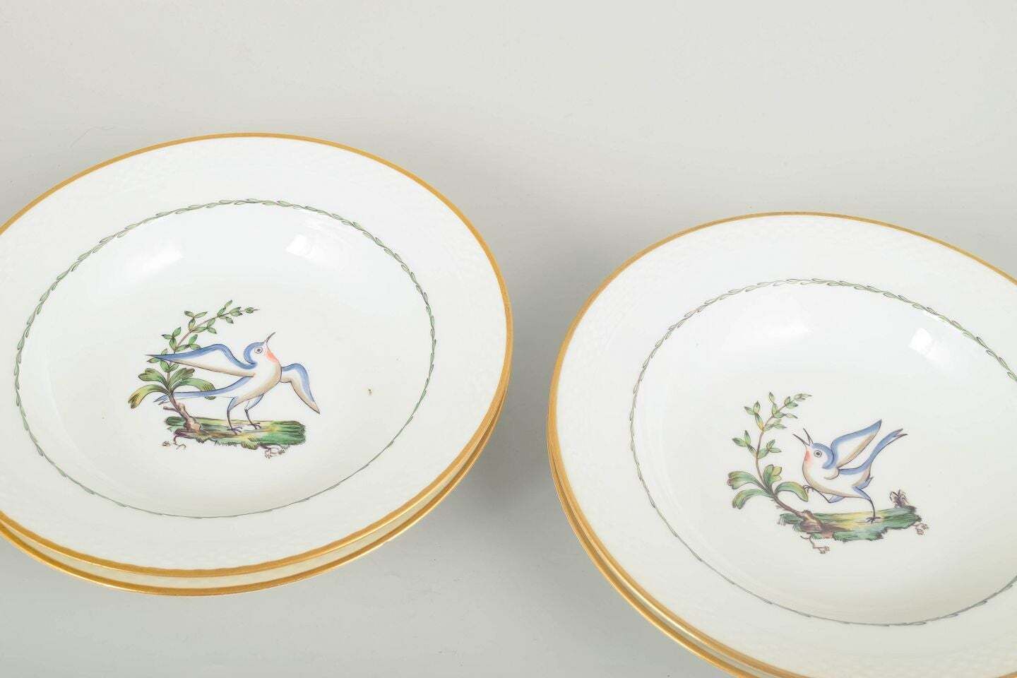 Royal Copenhagen. Set Of Four Large Deep Plates With Bird Motifs. Early 20th C. photo furniture