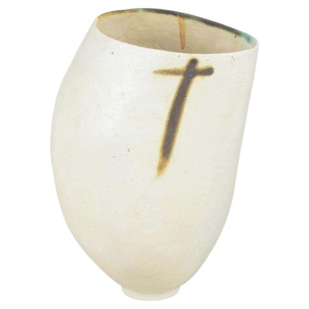 Vase en grès à forme asymétrique, potier européen, années 1980