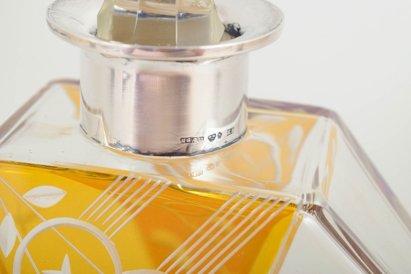 Art Deco Decanter In Faceted Crystal Glass With Silver Mounting. Sweden 1920/30s photo for sale