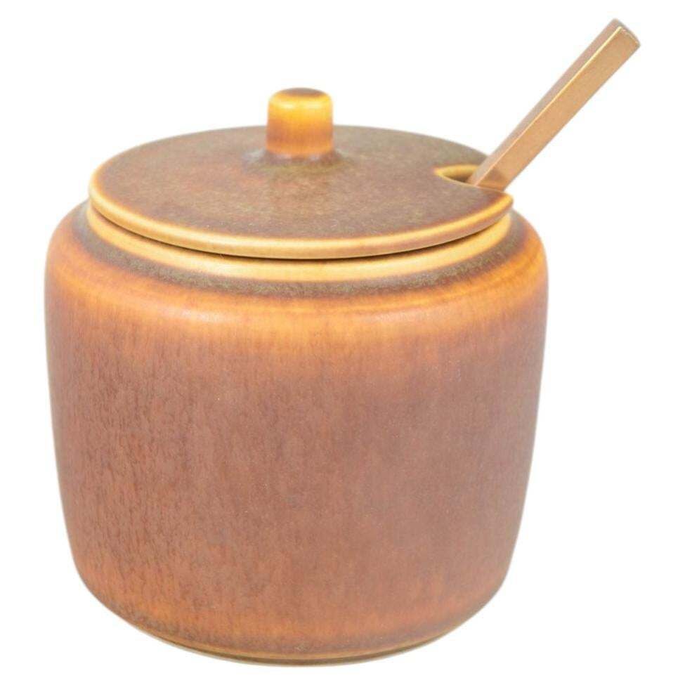 Pot à confiture Per Linnemann Schmidt pour Palshus avec cuillère Scanline, années 1970.