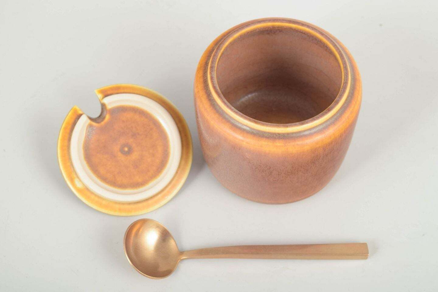 Pot à confiture Per Linnemann Schmidt pour Palshus avec cuillère Scanline, années 1970. photo furniture