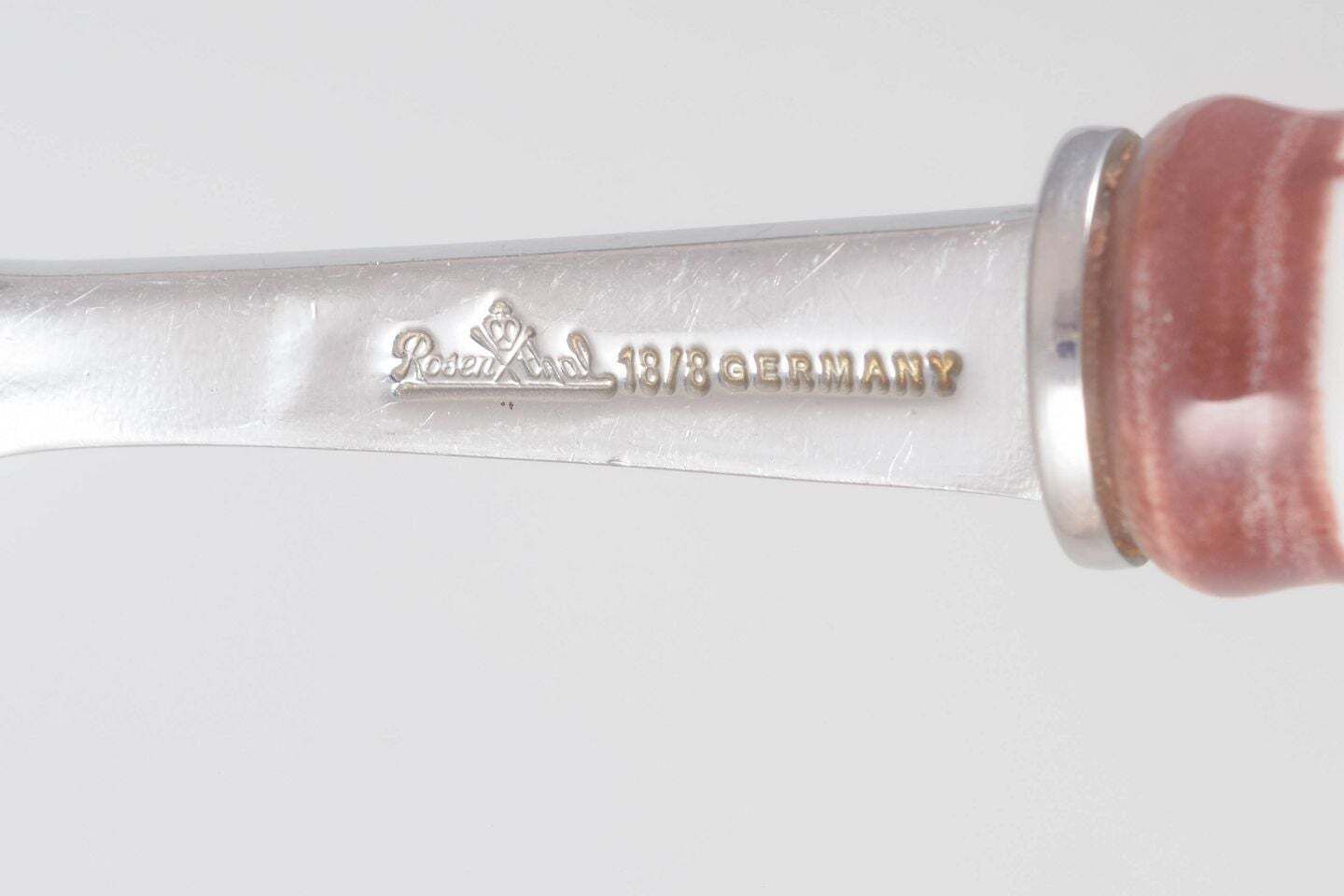Bjørn Wiinblad, Rosenthal. Vijf Dinervorken van Roestvrij Staal en Porselein photo Woonaccessoires