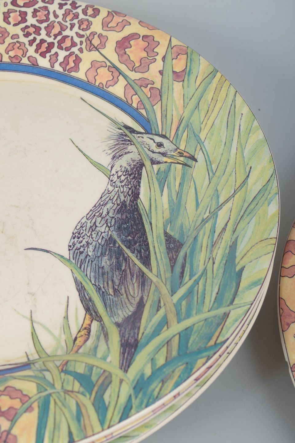 Gien, France. “Savane”, Set Of 6 Large Dinner Plates In Faience, 1980s. photo for sale
