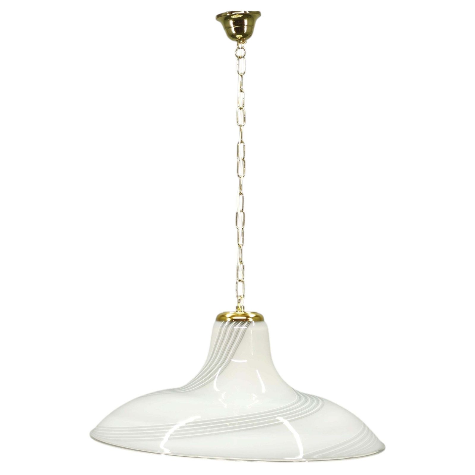 Suspension italienne en verre de Murano à décor tourbillonnant, avec laiton, années 1970