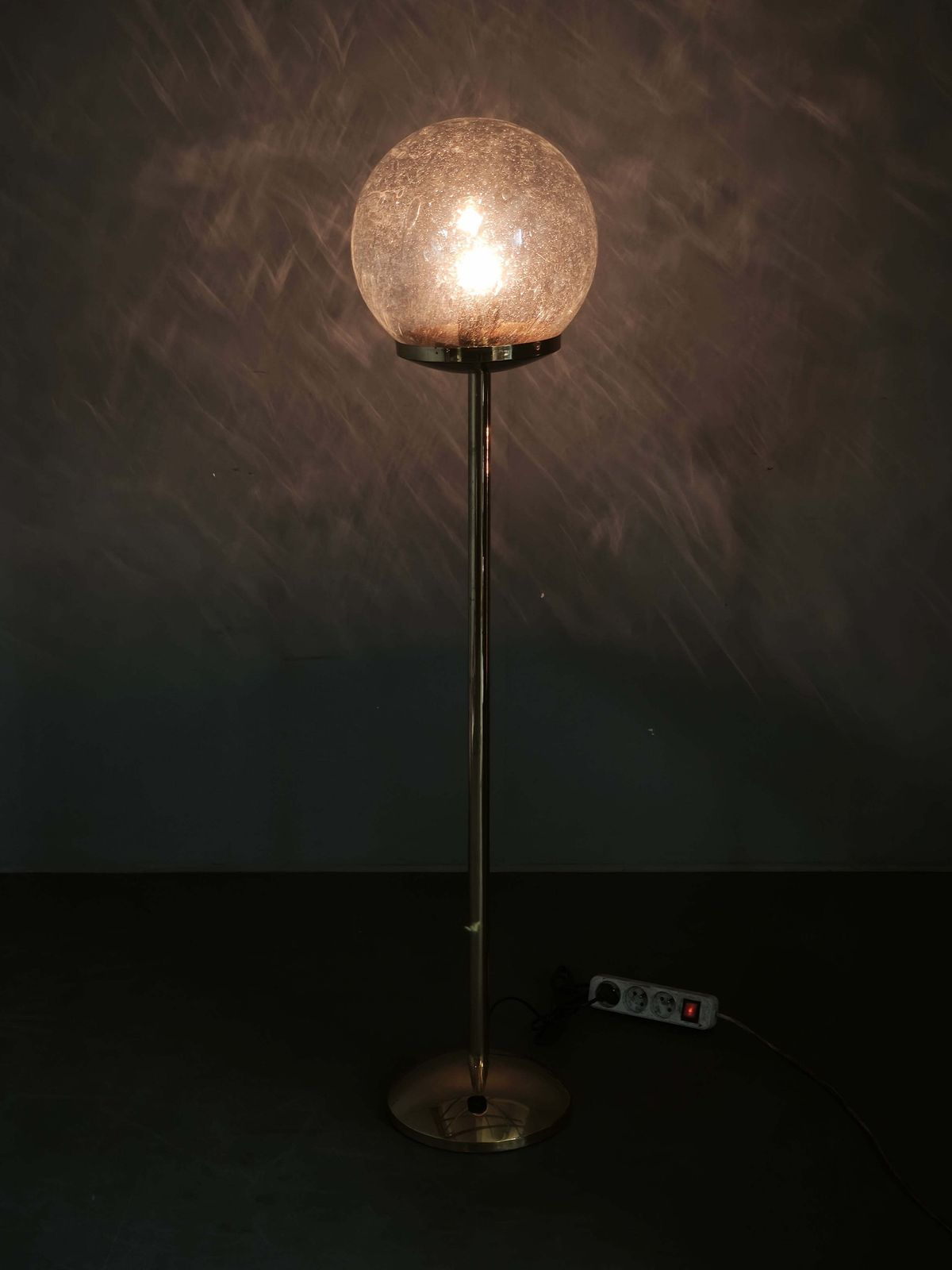 1970s Kamenicky Senov Bubble Glass And Brass Floor Lamp photo furniture