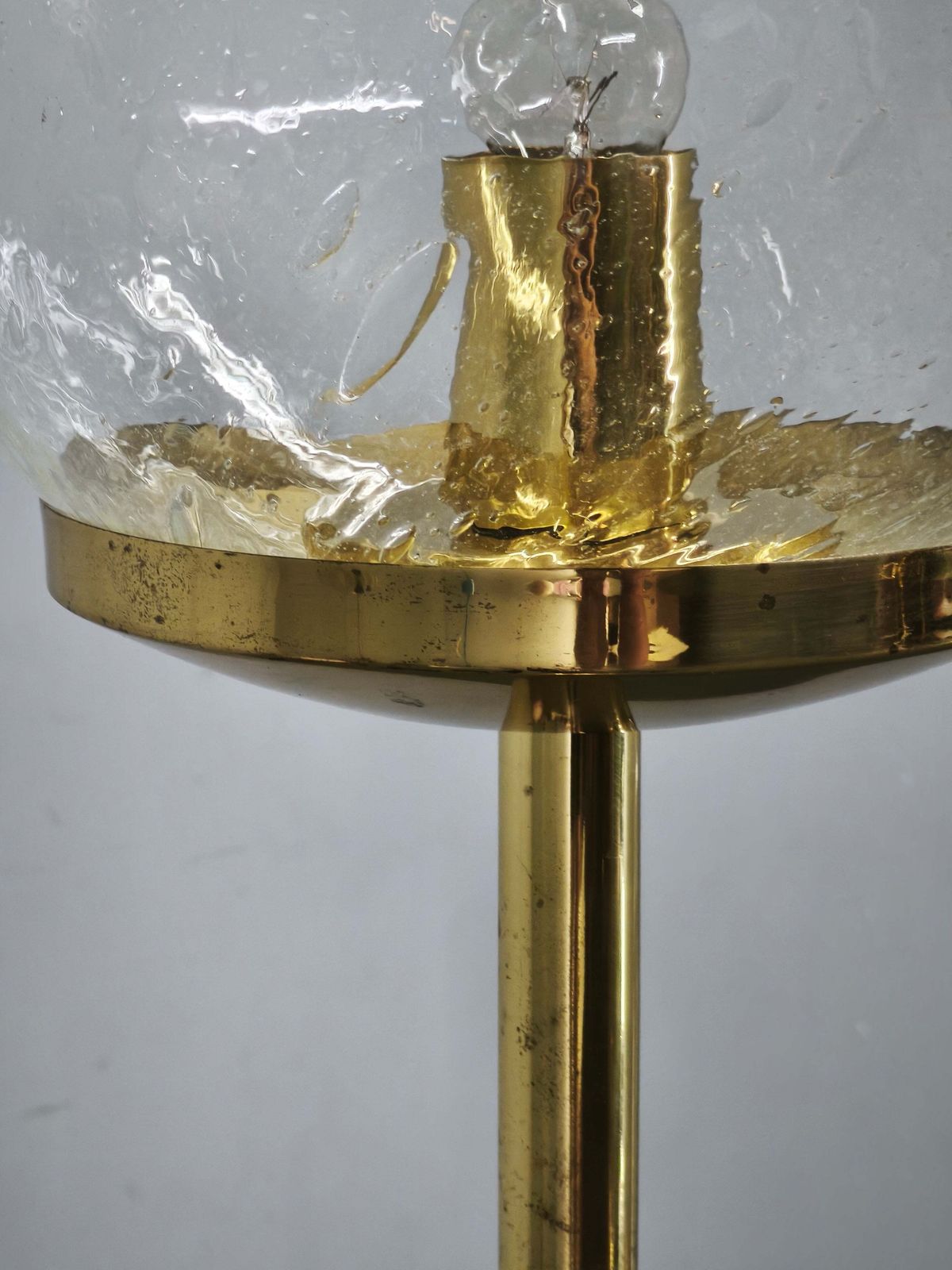 1970s Kamenicky Senov Bubble Glass And Brass Floor Lamp photo buy