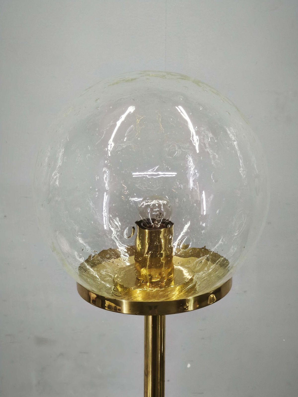 photo furniture 1970s Kamenicky Senov Bubble Glass And Brass Floor Lamp