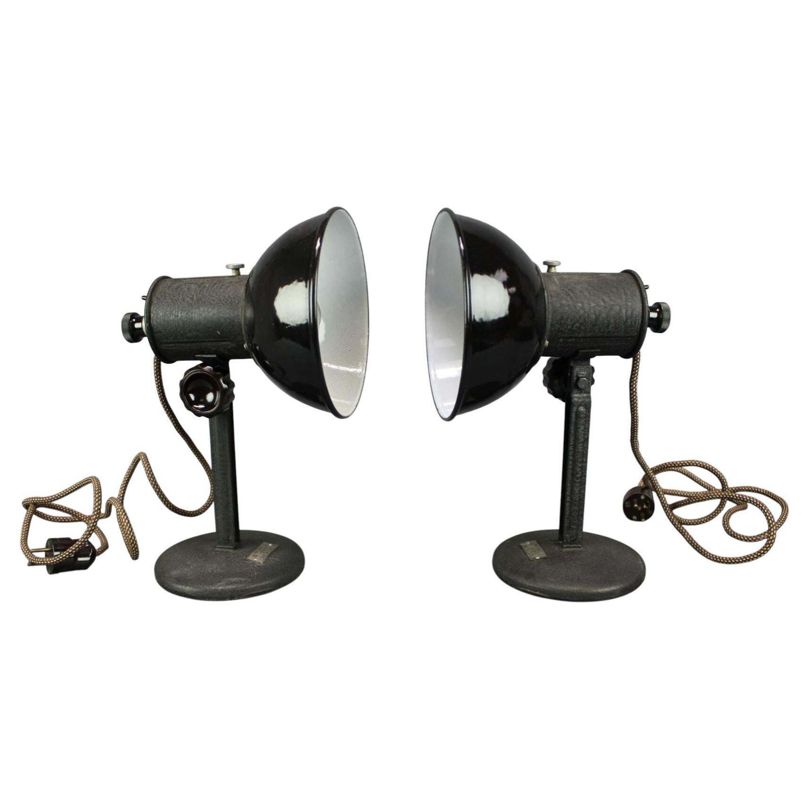 Paire de lampes de bureau industrielles réglables, 1955, Tchécoslovaquie