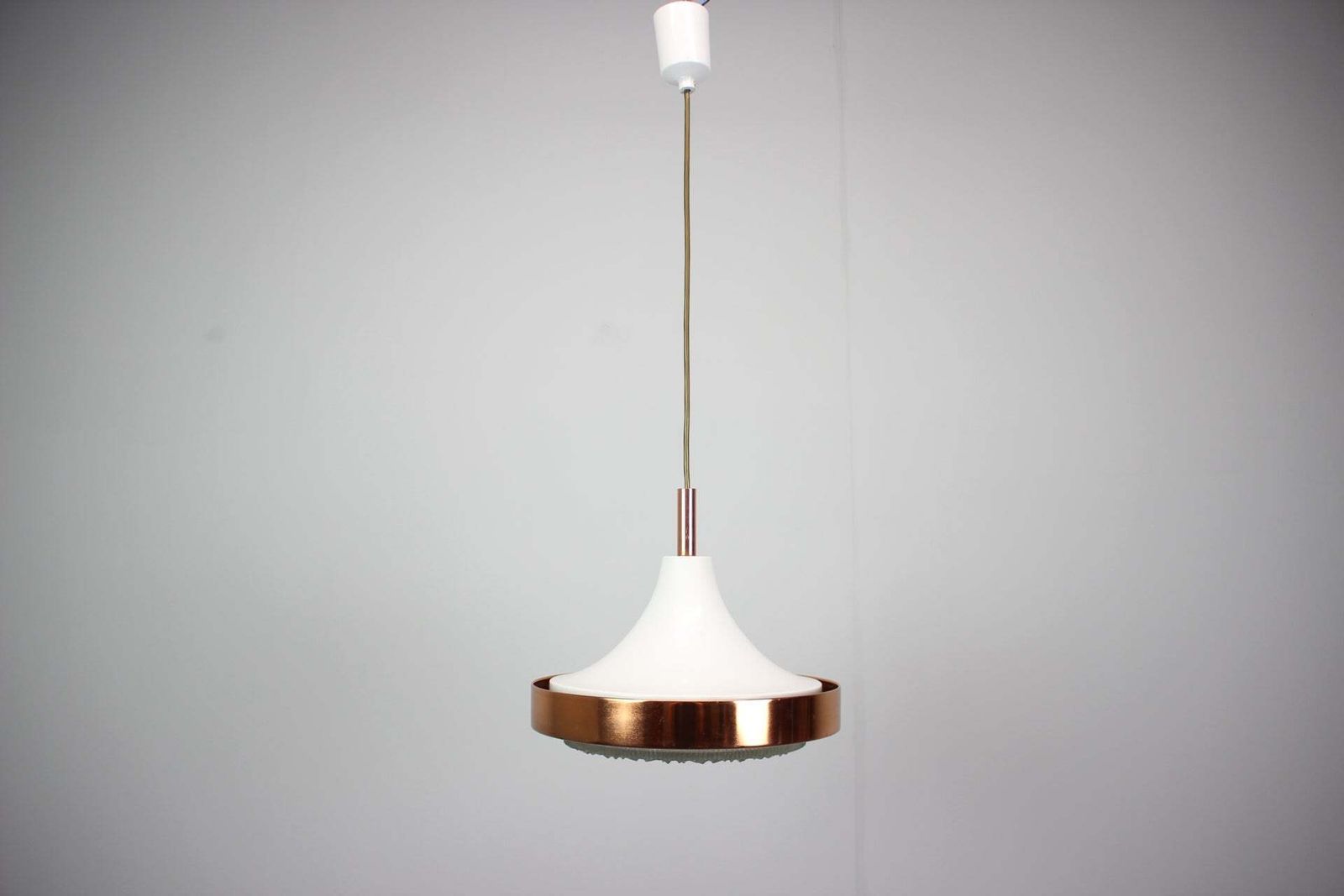 Vintage 1970s Copper And Glass Pendant Light, Czechoslovakia photo buy