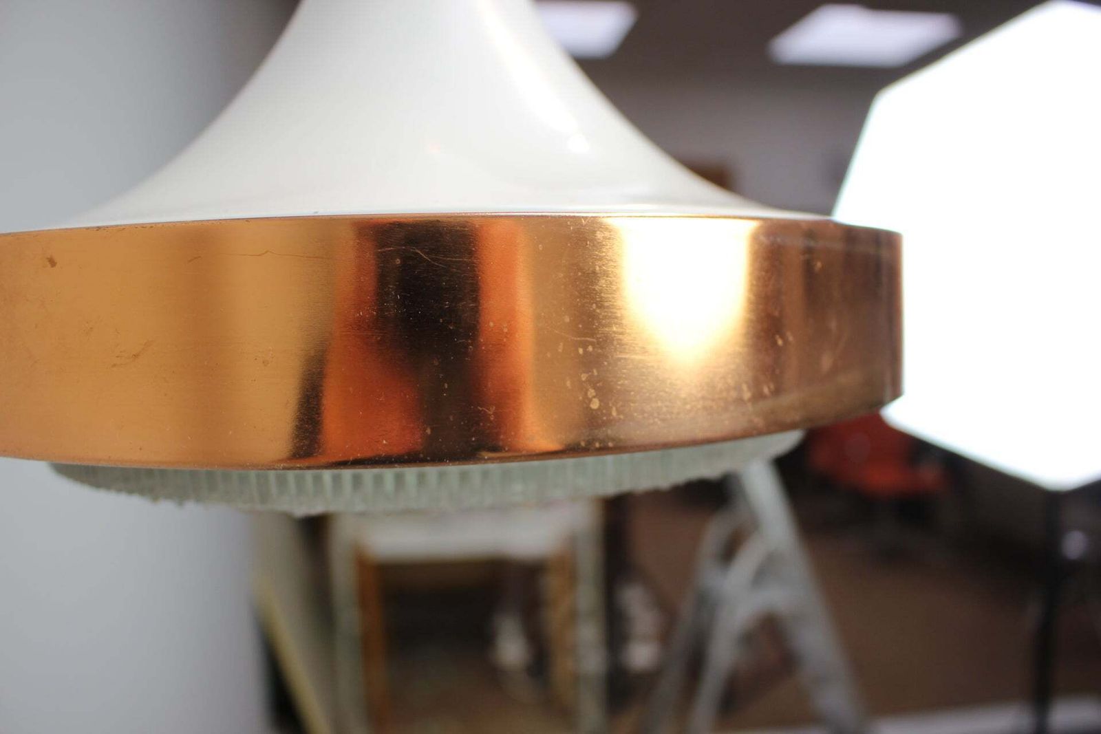 Vintage 1970s Copper And Glass Pendant Light, Czechoslovakia photo vintage