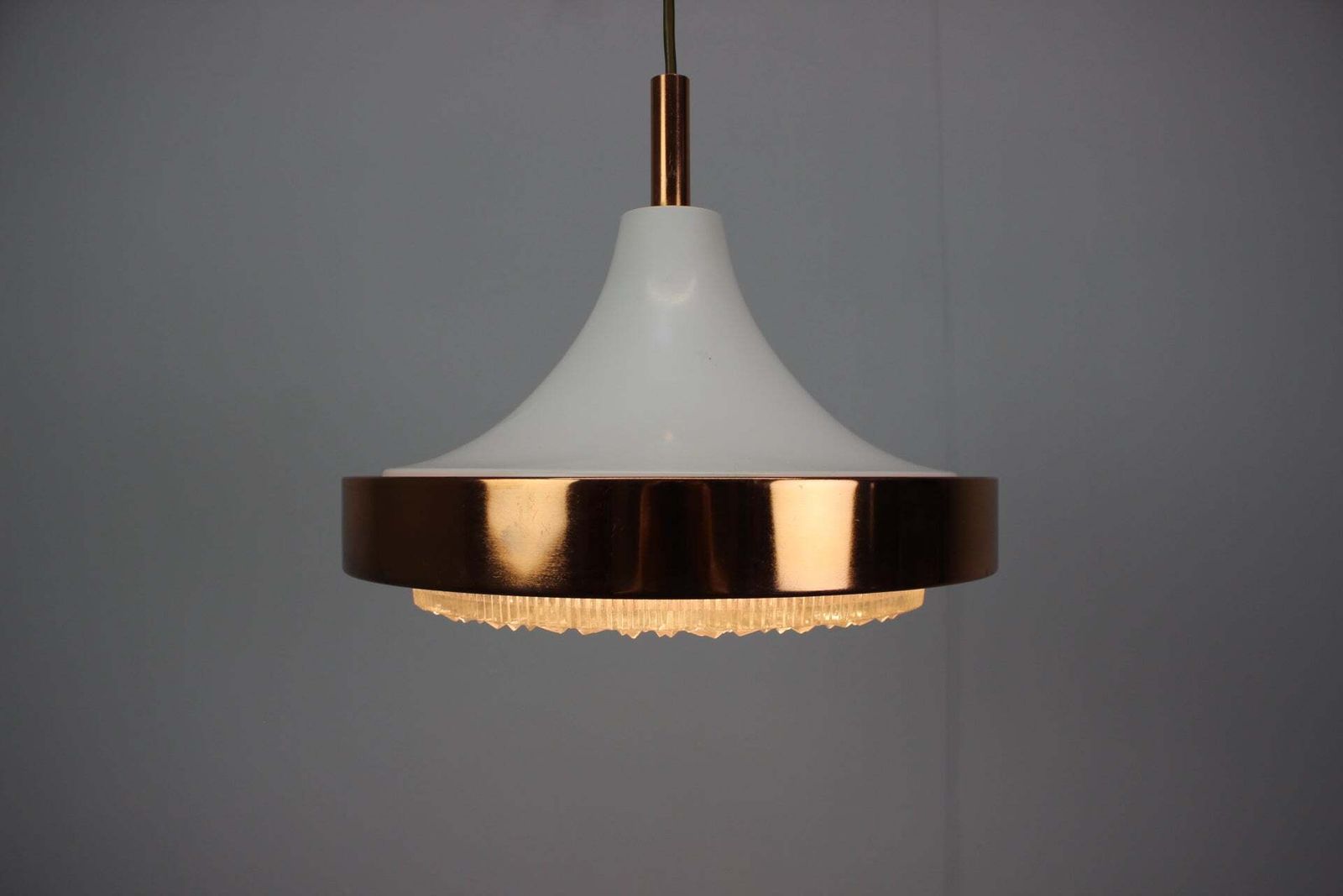 photo vinterior Vintage 1970s Copper And Glass Pendant Light, Czechoslovakia