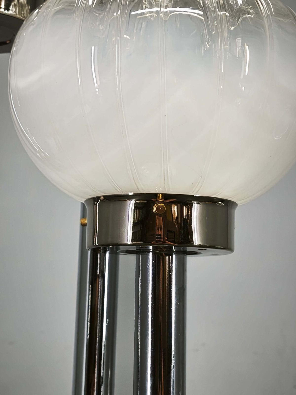 1970s Italian Murano Glass, Chrome And Marble Three Light Floor Lamp photo vinterior