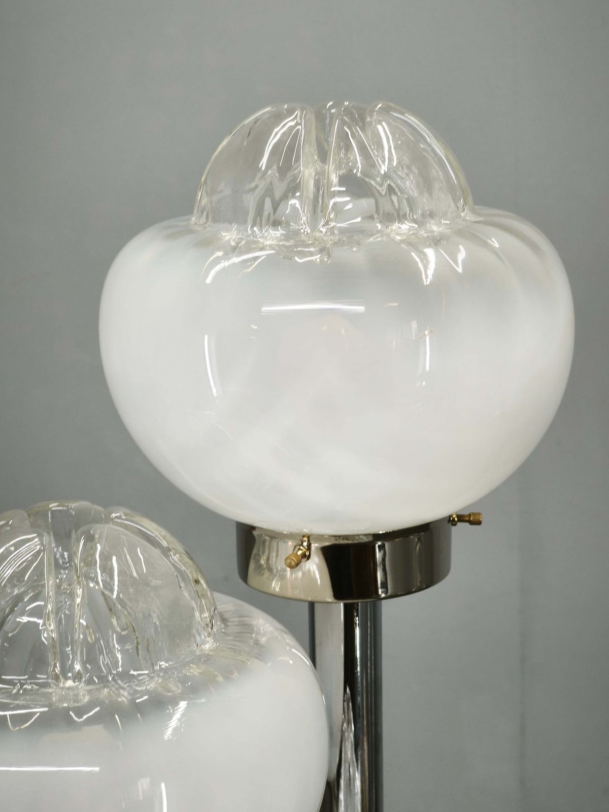 Lighting 1970s Italian Murano Glass, Chrome And Marble Three Light Floor Lamp photo