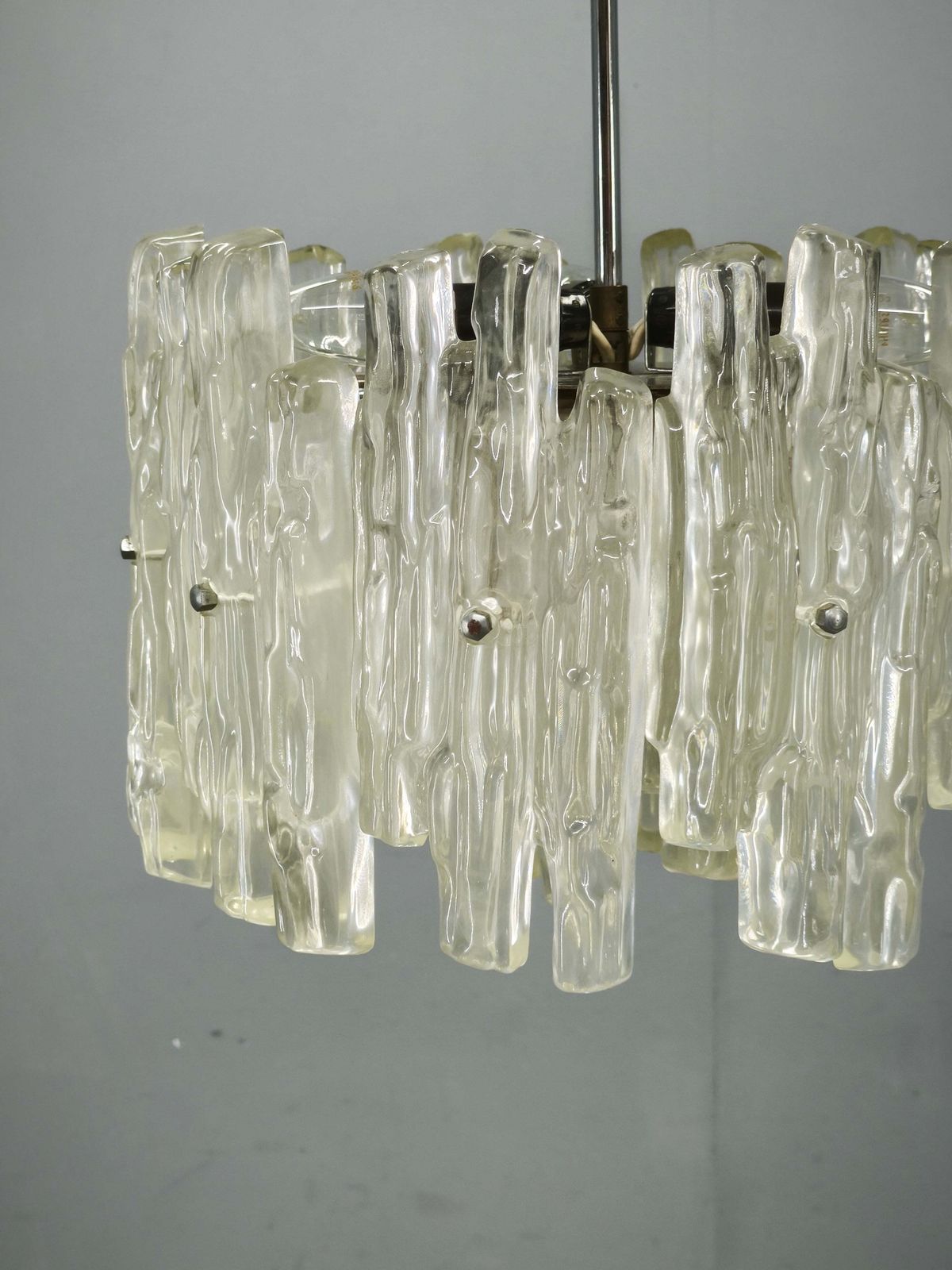 Lighting 1960s Austrian Textured Glass Pendant Light Attributed To J.T. Kalmar photo
