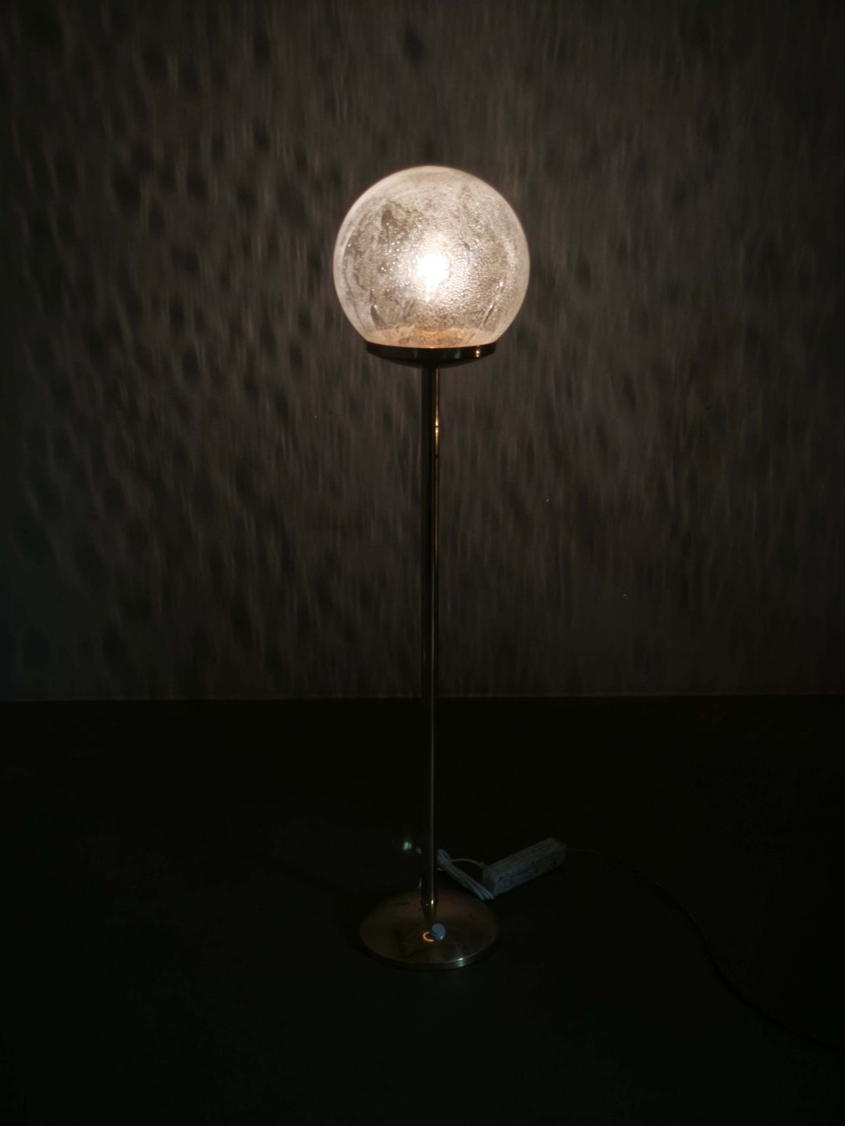 Space Age Bubble Glass And Brass Floor Lamp, Czechoslovakia, 1970s photo for sale