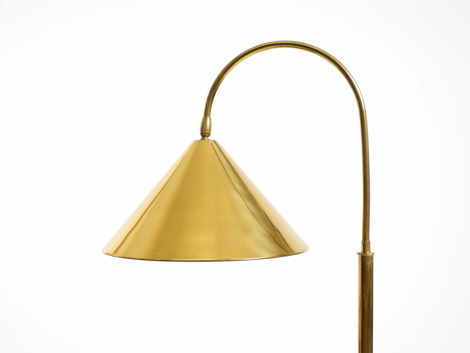 photo for sale Large, Original Mid Century Modern Brass Table Lamp With A Conical Shade