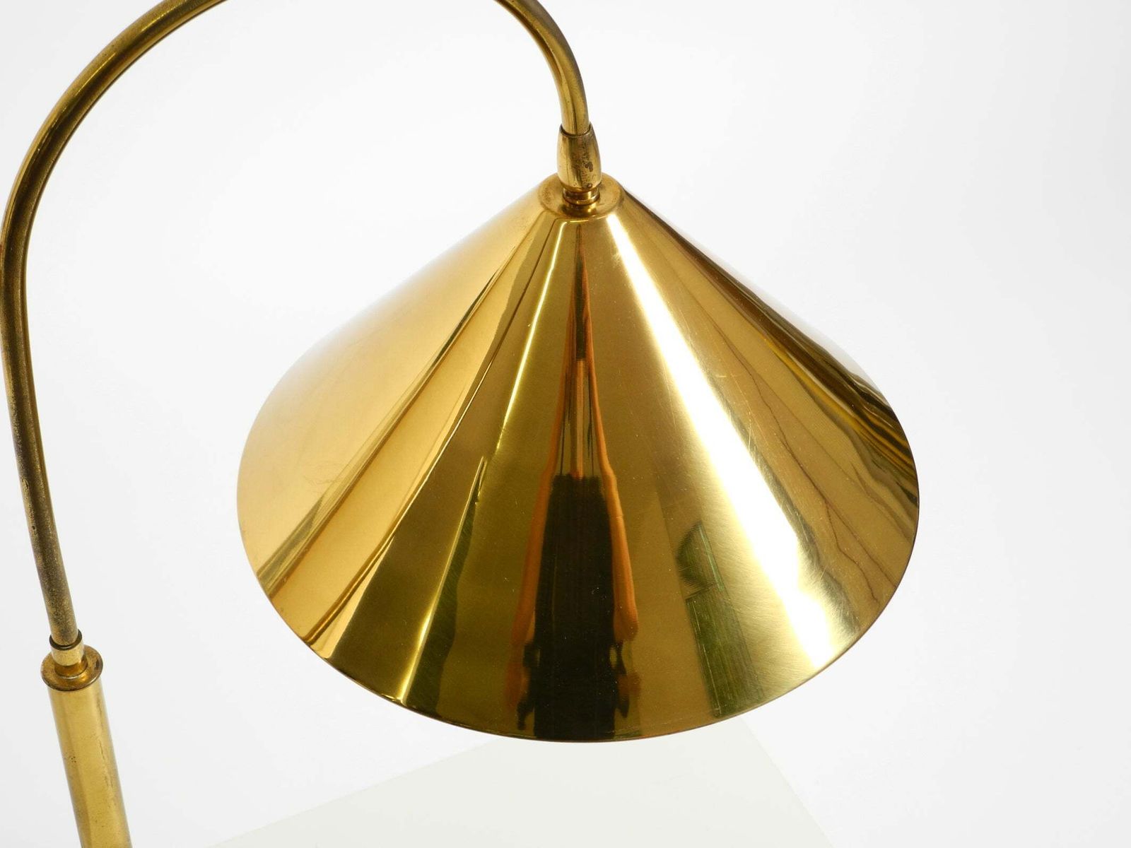 Lighting Large, Original Mid Century Modern Brass Table Lamp With A Conical Shade photo