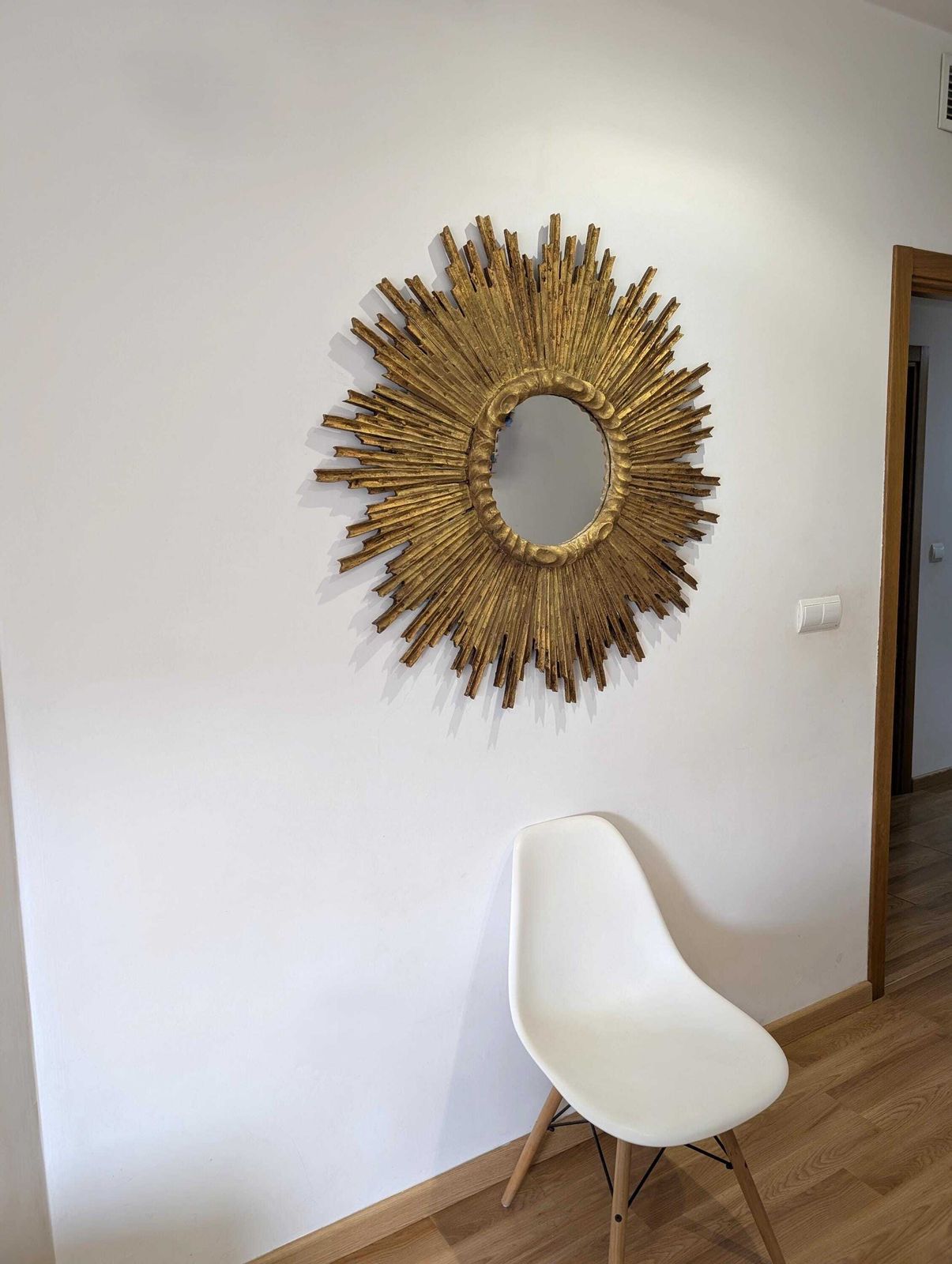 Large Sun Mirror In Carved And Gilded Wood, 1950s photo Home Decor