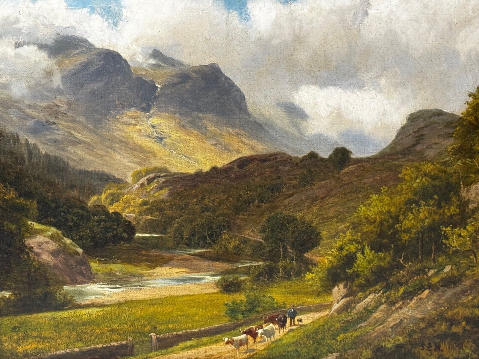 Gesigneerd Stephen Enoch Hogley (1842 1927) Borrowdale, Cumberland Glaramara Fell Olieverf Landschap Ca. 1880 photo furniture