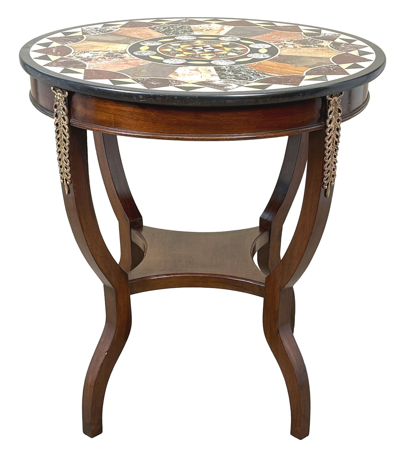 6200.0 Table d'appoint circulaire à plateau en marbres spécimen, fin du XIXe siècle, par James Shoolbred (Angleterre, vers 1890) photo