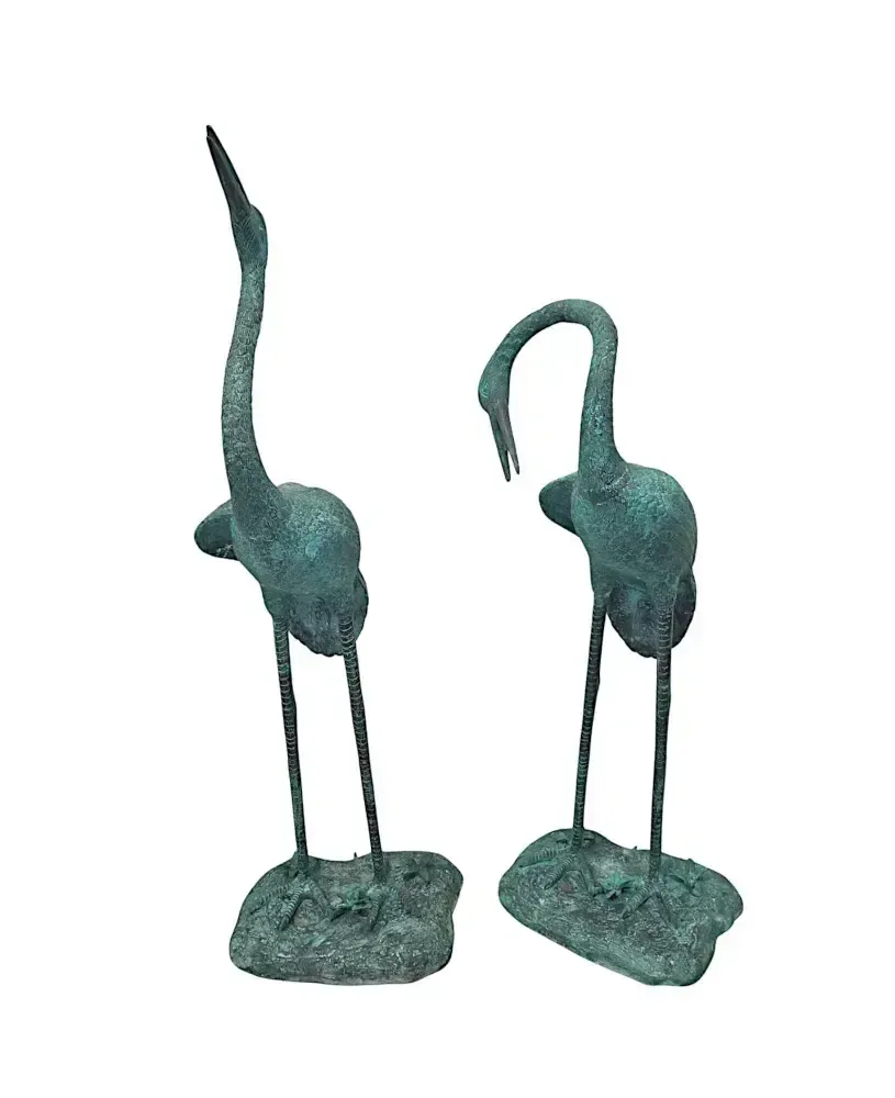 A Very Fine Pair Of Bronze Animalier Garden Sculpture Or Fountain Of A Pair Of Cranes photo furniture