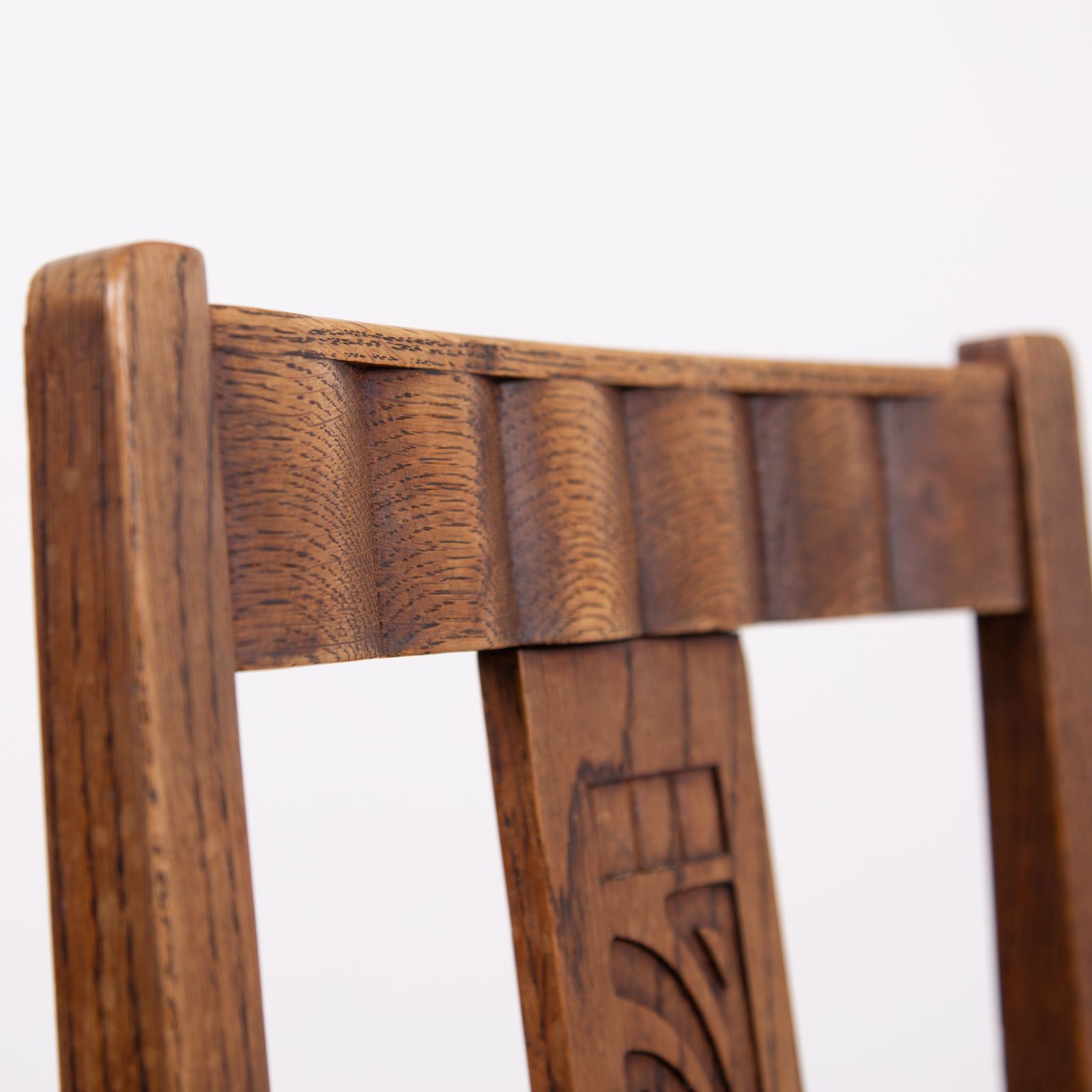 Art Deco Fine Set Of 4 English Oak Dining Chairs 1930s photo vinterior