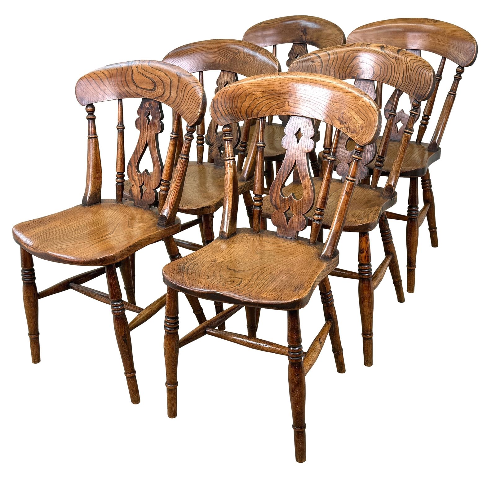 True Set Of 6 Mid 19th Century Farmhouse Kitchen Windsor Dining Chairs (England, Circa 1860) photo 3775.0