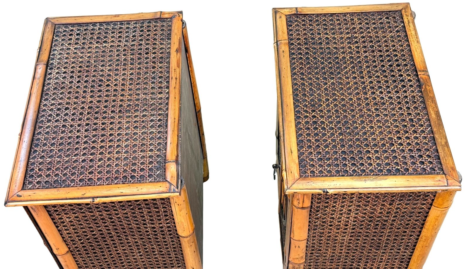 Zeldzaam paar miniatuur bamboe kastjes voor op tafel, Aesthetic Movement, ca. 1880 (laat 19e eeuw) photo furniture