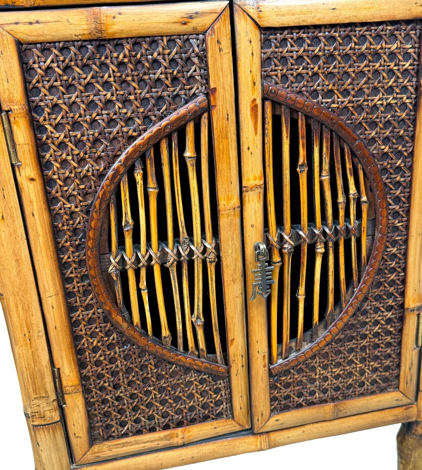 Zeldzaam paar miniatuur bamboe kastjes voor op tafel, Aesthetic Movement, ca. 1880 (laat 19e eeuw) photo 2695.0