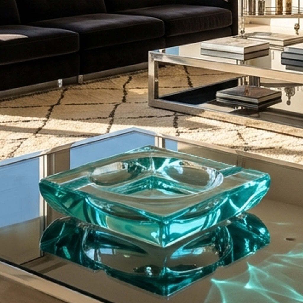 Cendrier mid-century aquamarine Fontana Arte, années 1970. Fabriqué en Italie photo for sale