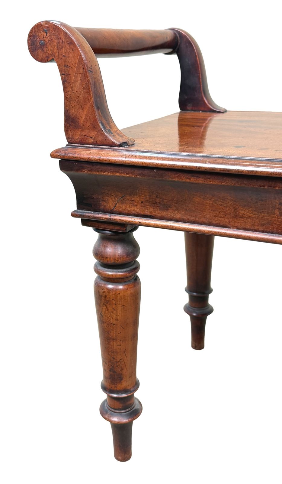 Banc de hall en acajou, début de l'époque victorienne, milieu du XIXe siècle photo for sale