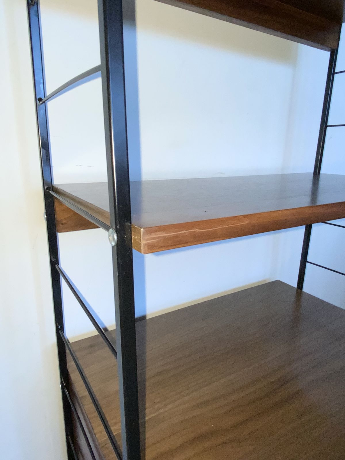 Danish Style Walnut Veneer Shelving Unit With 2 Drawers Cabinet photo for sale