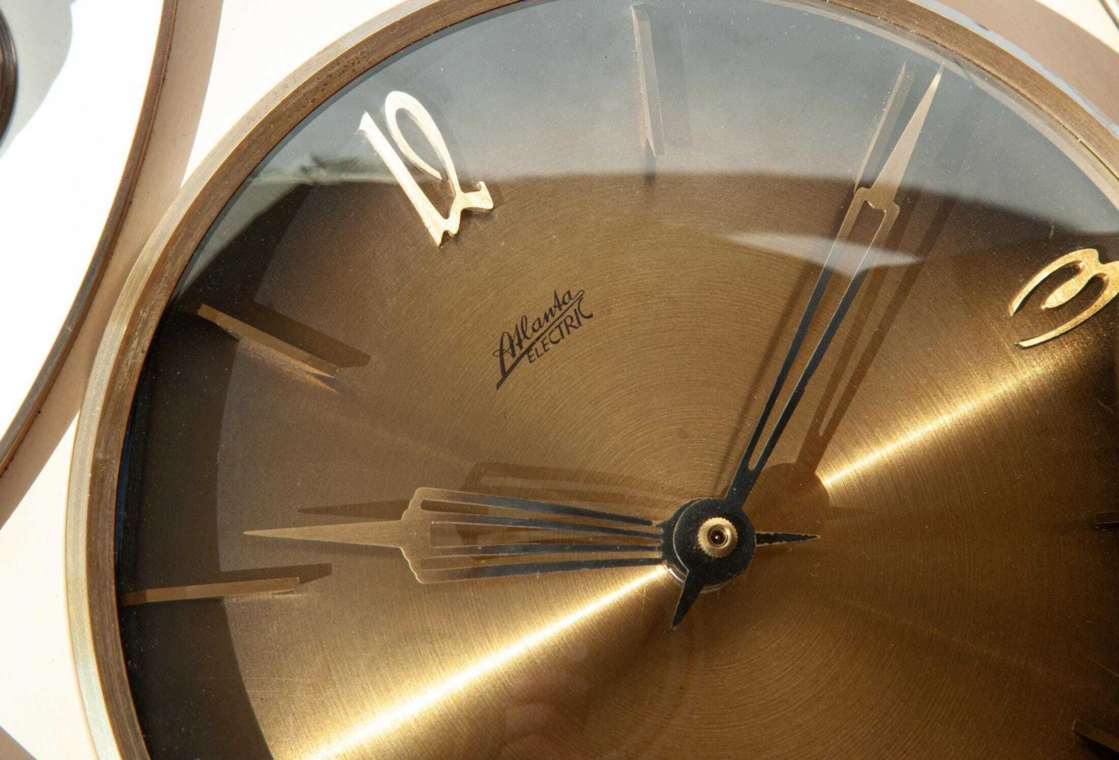 Mid Century Atlanta Brass Wall Clock Art Deco Germany Junghans Atomic Modernism 1960s photo for sale