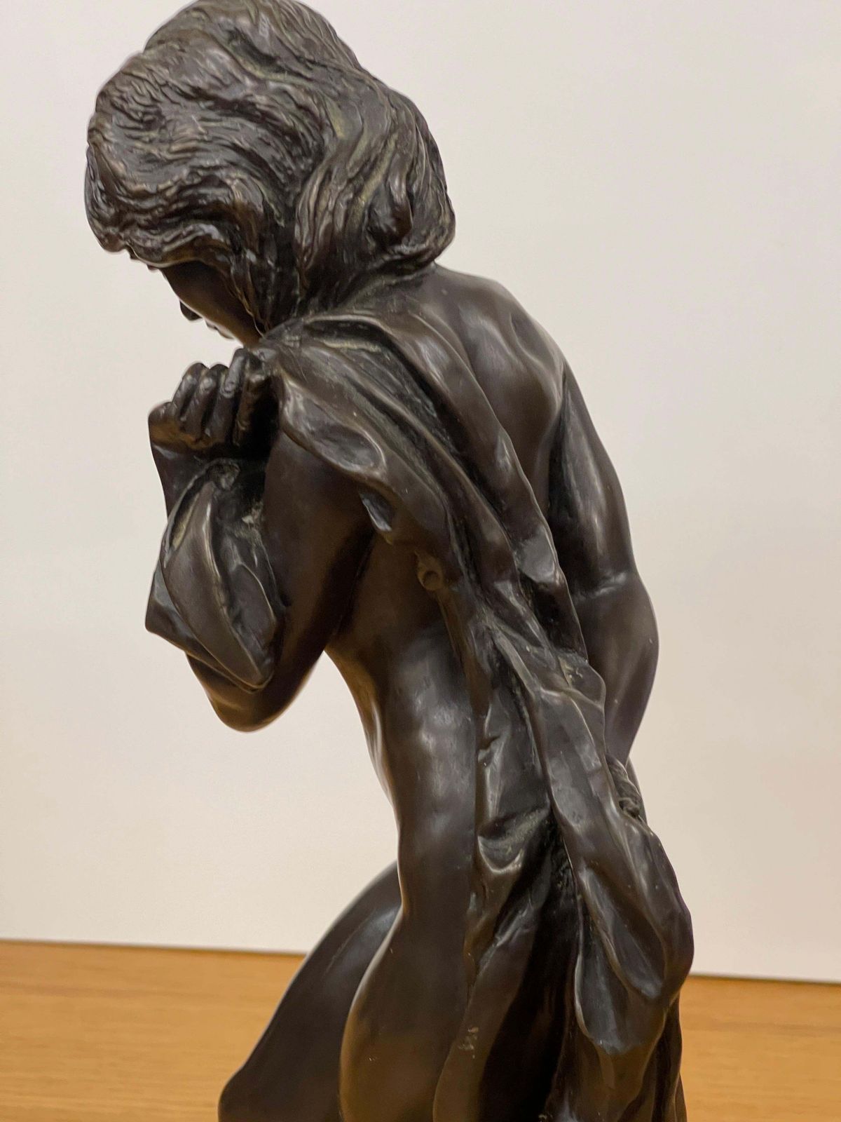 942.0 Art Nouveau Bronze Nude Female Sculpture Home Décor Antique Standing Figure photo