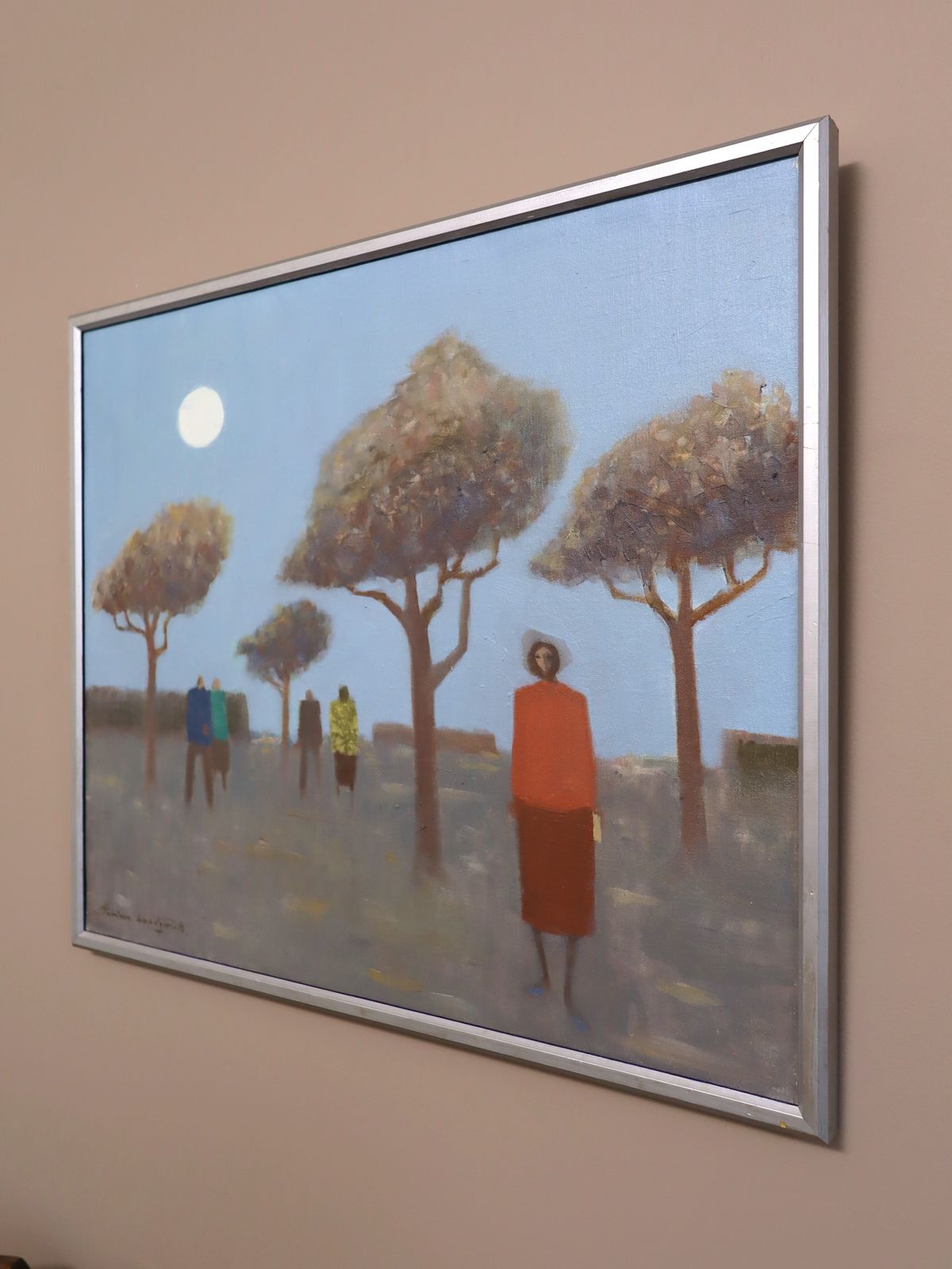 Under The Pale Blue Sky, Oil Painting Mid 20th Century photo vinterior