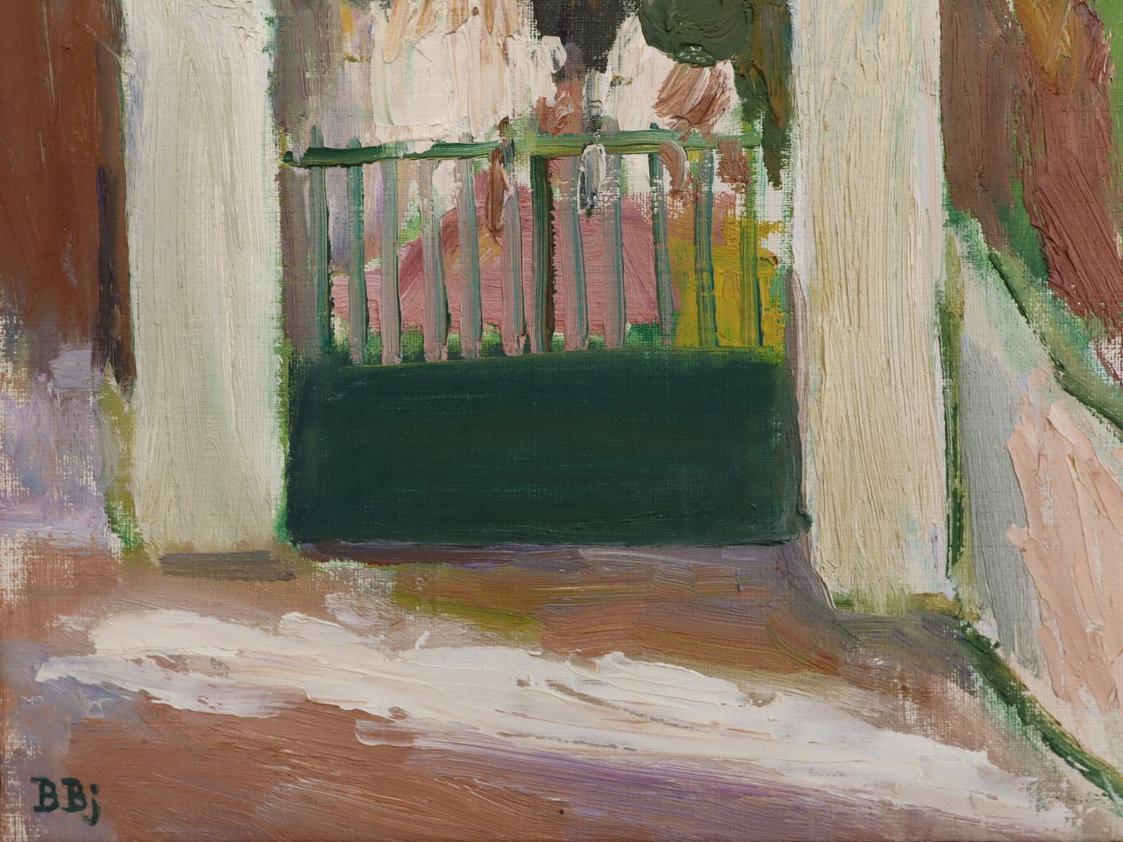 The Green Gate, In Oil Onto Canvas Mid 20th Century photo 655.0