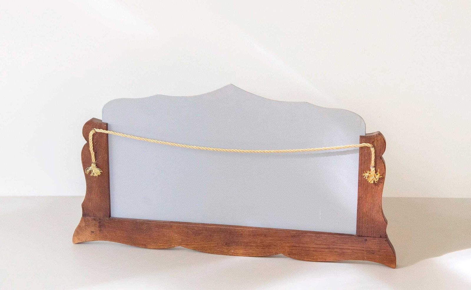 photo furniture Antique Art Deco Frameless Wall Mirror   Dutch Beveled Glass Mirror   Scalloped Oak Frame