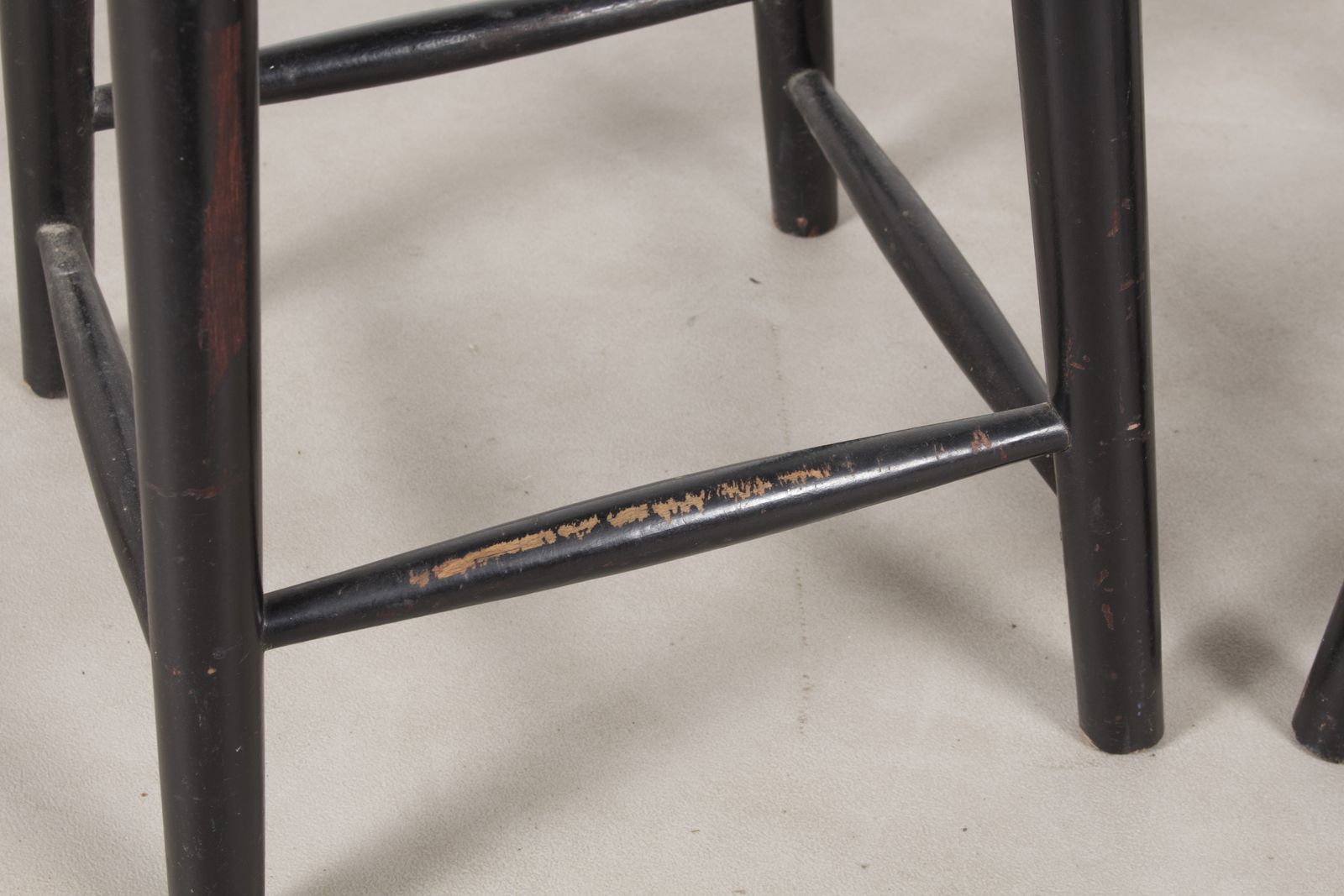 Set Of 2 Black Vintage Oak Stools, Germany 1960s photo Furniture
