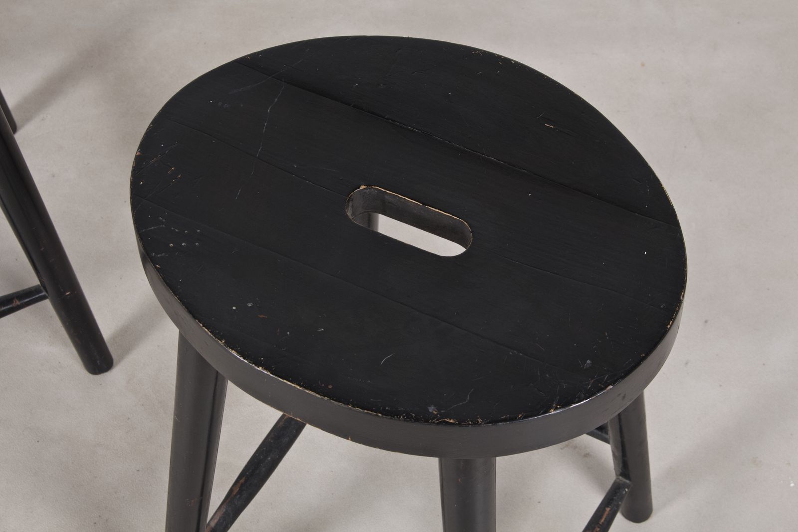Set Of 2 Black Vintage Oak Stools, Germany 1960s photo buy
