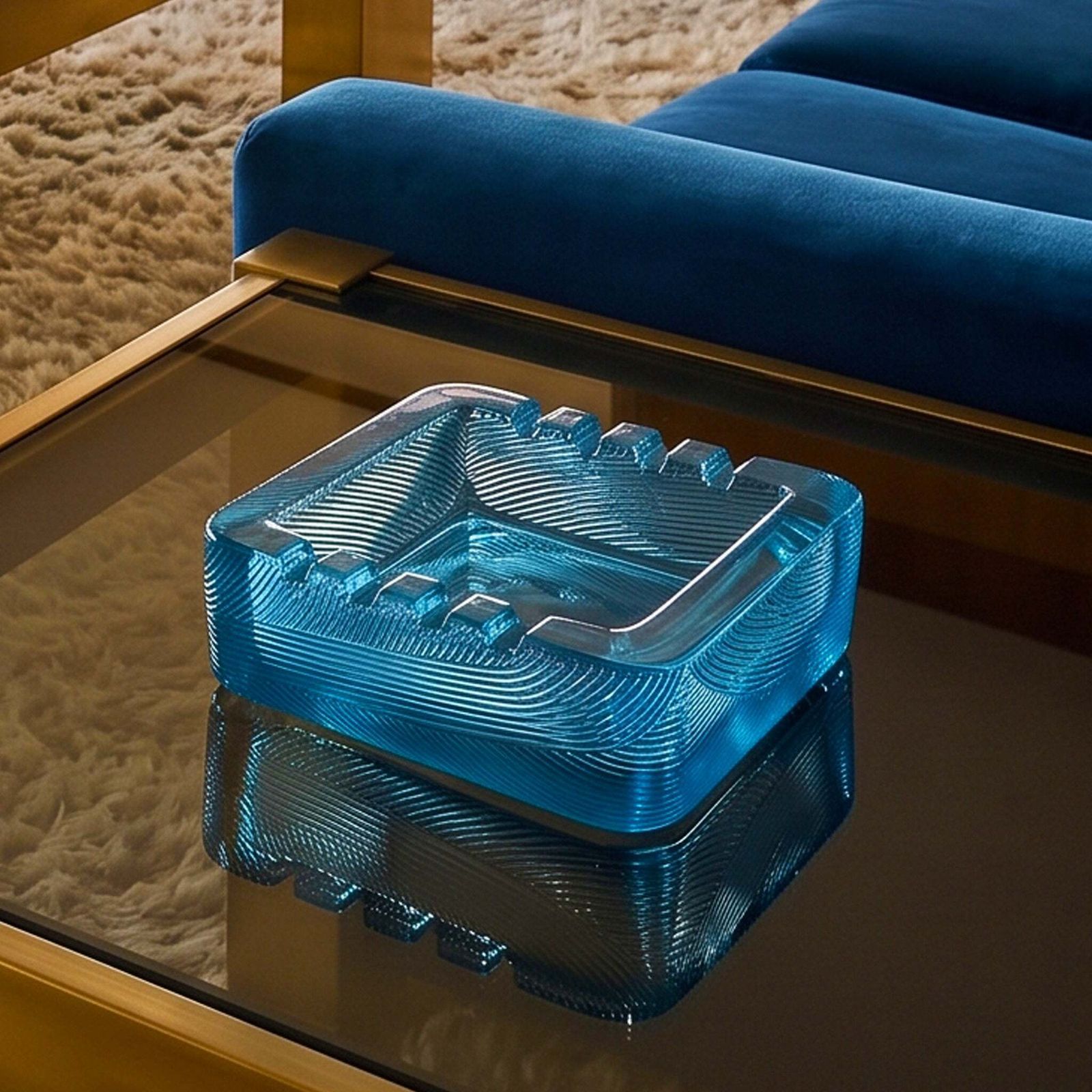 1970s Blue Ashtray By Sergio Asti For Arnolfo Di Cambio. Made In Italy photo for sale