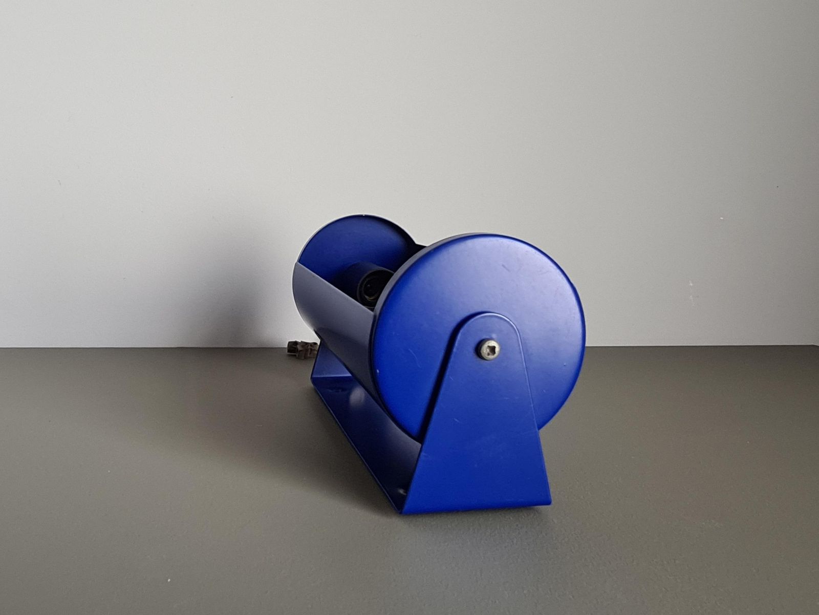 Vintage Ikea Blauwe Wandlamp, Geëmailleerde Cilinder Wandlamp, Iconisch Design, Scandinavisch Space Age Design jaren 1980 photo 291.0