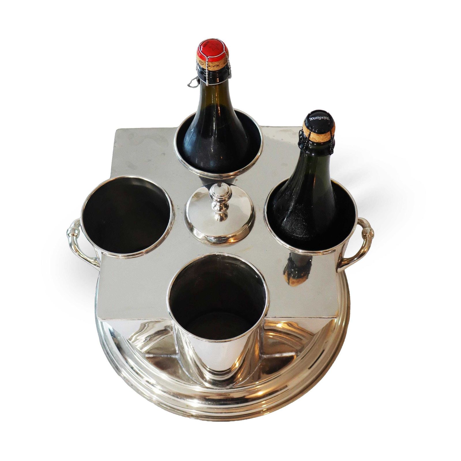 Franse art deco verzilverde vierflessen wijn- of champagnekoeler photo vinterior