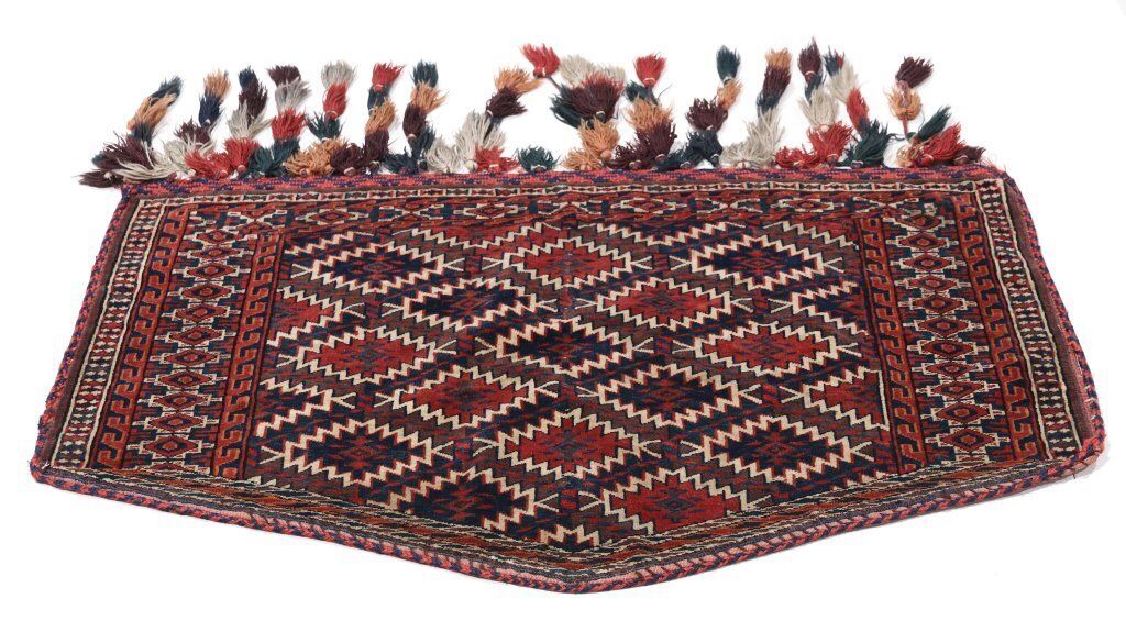Antiek Yomut Tribal Vloerkleed, Donkerrood, 114 × 71 cm, ca. jaren 1920 photo Textiel