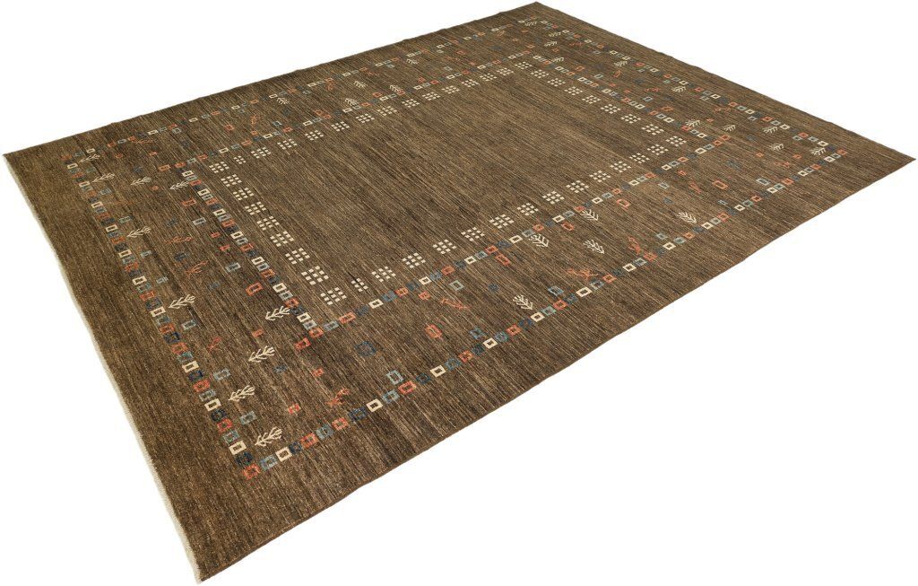 Vintage Afghaans Gabbeh vloerkleed, bruin, 361 × 277 cm, ca. jaren 1980 photo for sale