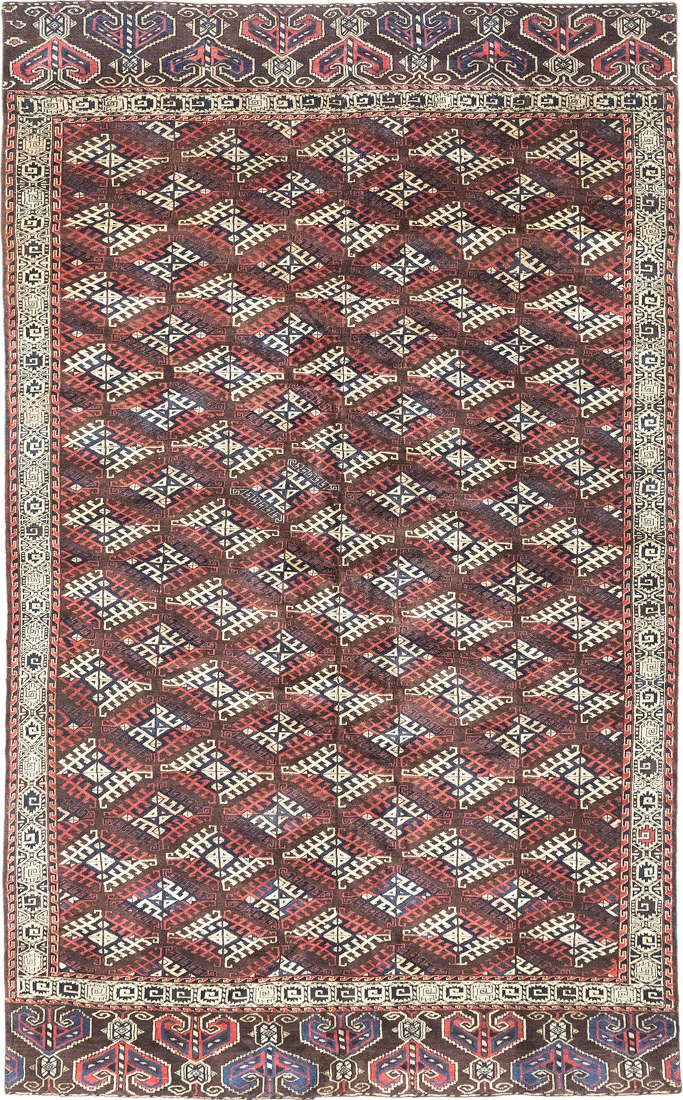 Antiek Yomut Tribaal Tapijt, 330 × 202 cm, 19e eeuw